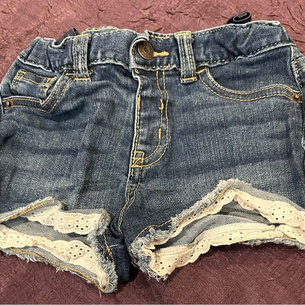 Denim Lace Trim Women's Shorts